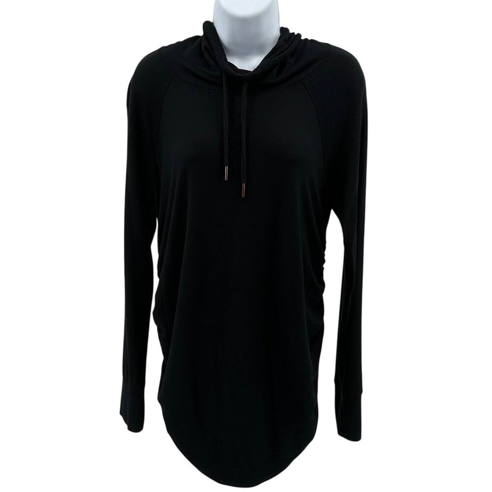 Isabel Maternity Hooded Sweatshirt Womens S Black Long Sleeve Cowl Neck Pullover